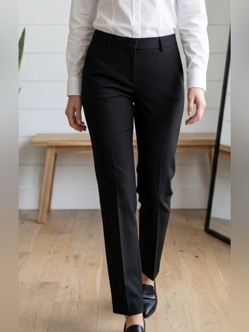 Rafaella Curvy Black Tailored Women’s Straight Leg Trousers